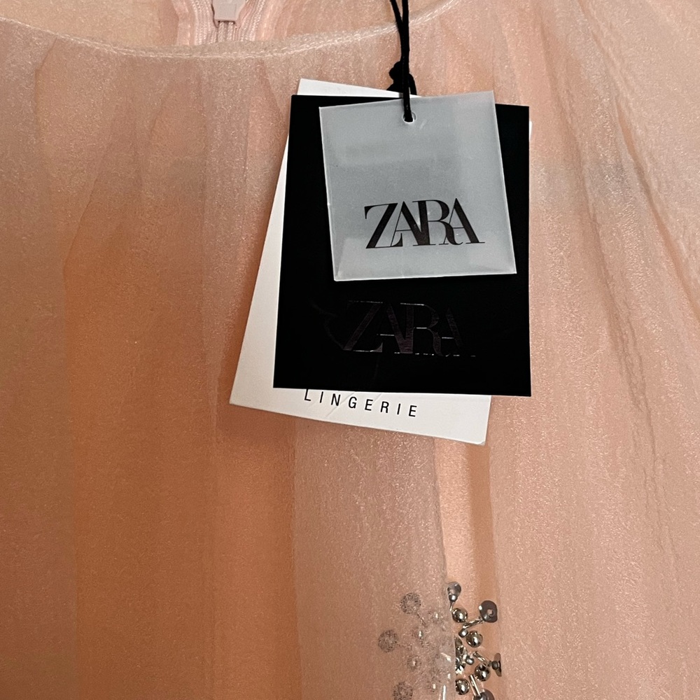 NWT-Zara Blush Pink Dress with Silver Accents - Picture 3 of 4